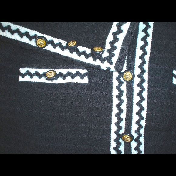 Vintage ADOLFO Black Wool Boucle Jacket+ Pleated Skirt Suit Saks Fifth Ave 36 - Picture 10 of 16